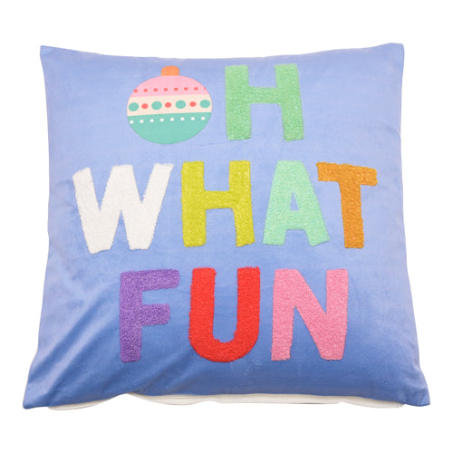 What Fun Blue Christmas Cushion