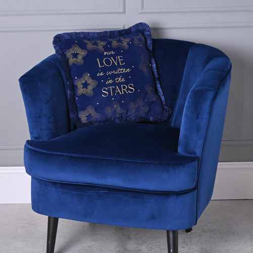 Our Love Blue Velvet Cushion