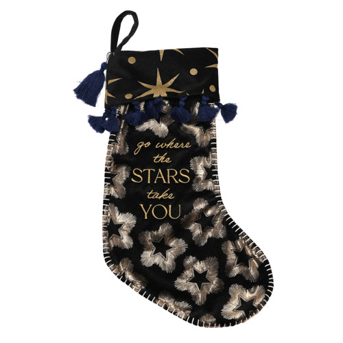 Go Where The Stars Take You Black Velvet Stocking