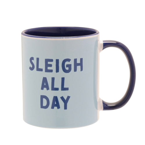 Navy Handled Sleigh All Day Mug