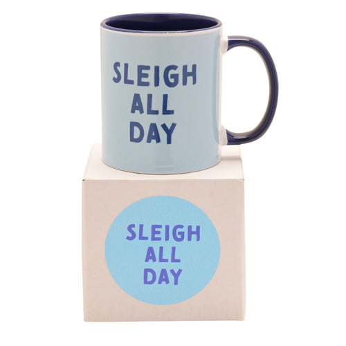 Navy Handled Sleigh All Day Mug