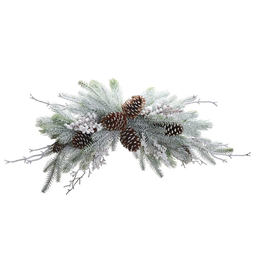 Snowy Pine Foliage with Pinecones