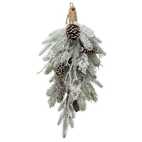 Snowy Pine Foliage with Pinecone Decoration