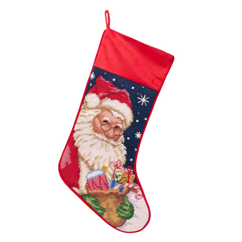 Needlepoint Santa Christmas Stocking