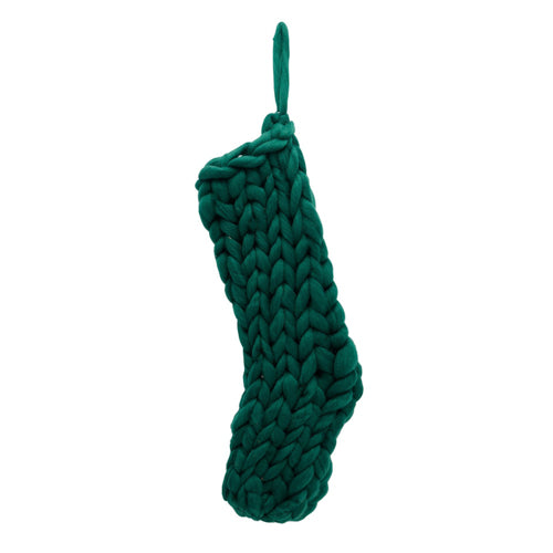 Green Chunky Knitted Stocking with Red Berries