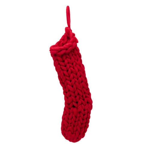 Red Knitted Stocking with Snowflakes