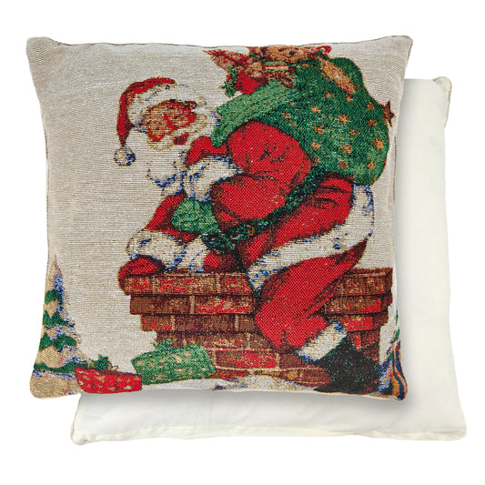 Santa Chimney Tapestry Cushion Cover (Pair)