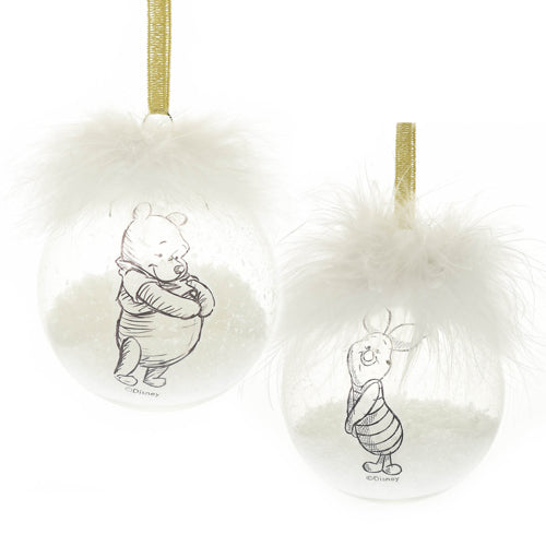 Disney Pooh & Piglet Set of 2 Feather Baubles