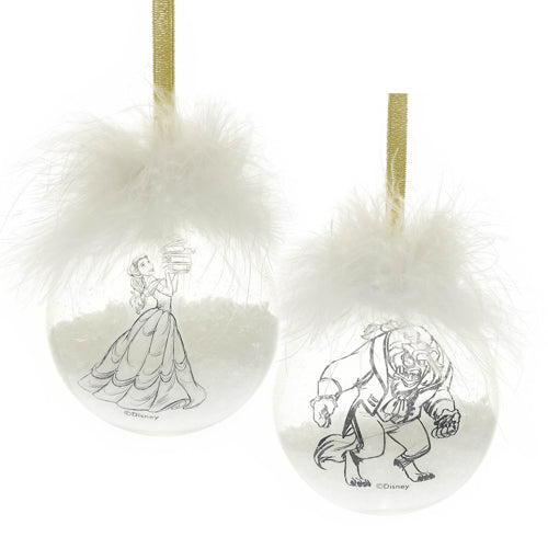 Disney Set of 2 Belle & Beast Feather Baubles