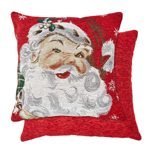 Santa Face Christmas Tapestry Cushion Cover Pair