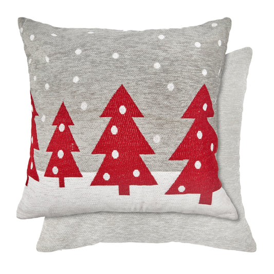 Christmas Tree Chenille Tapestry Cushion Cover Pair