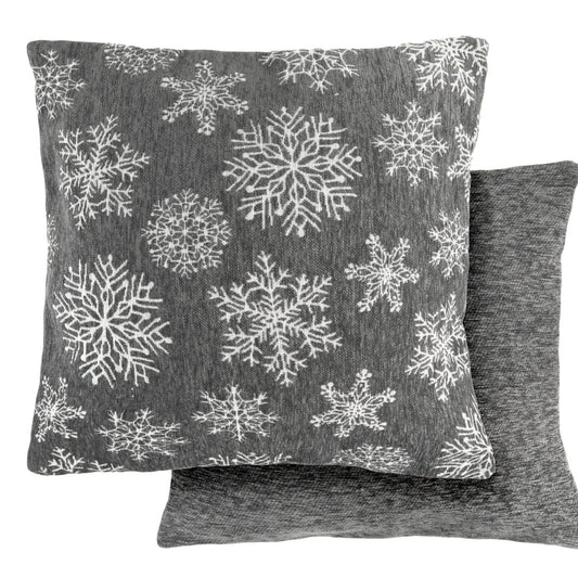 Sparkling Snowflakes Grey Christmas Cushion Cover Pairs