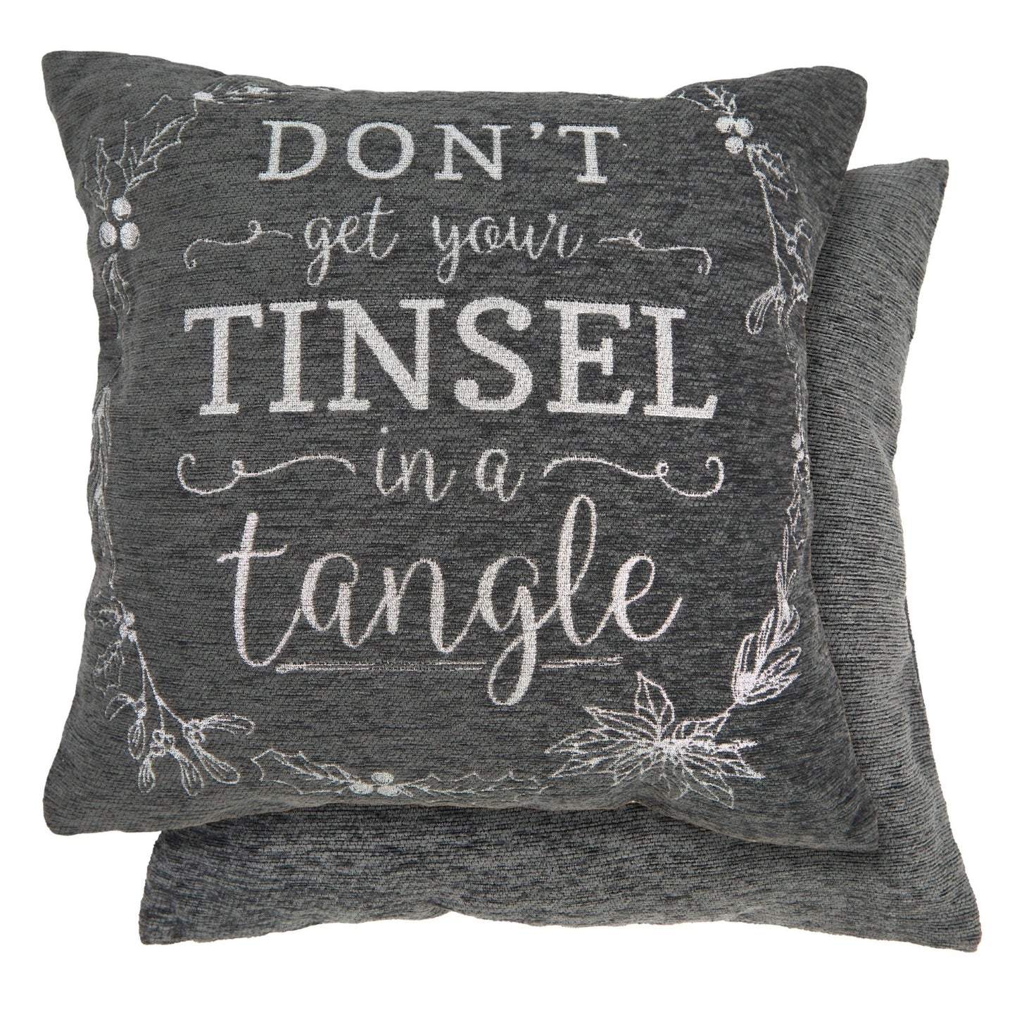 Tinsle in a Tangle Grey Cushion Cover Pair