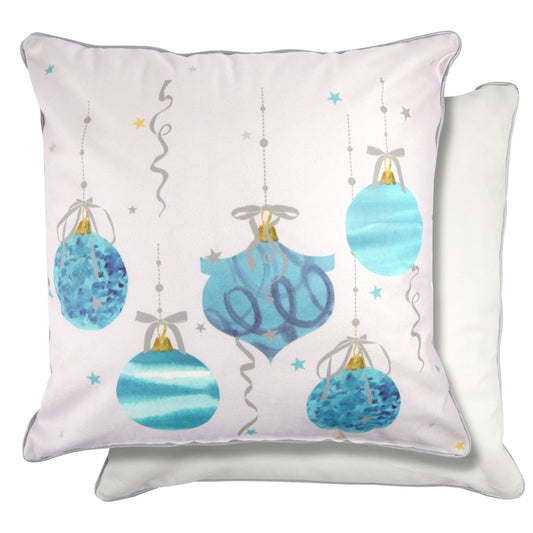 Bauble Print Aqua Cushion Cover Pair (43cm x 43cm)