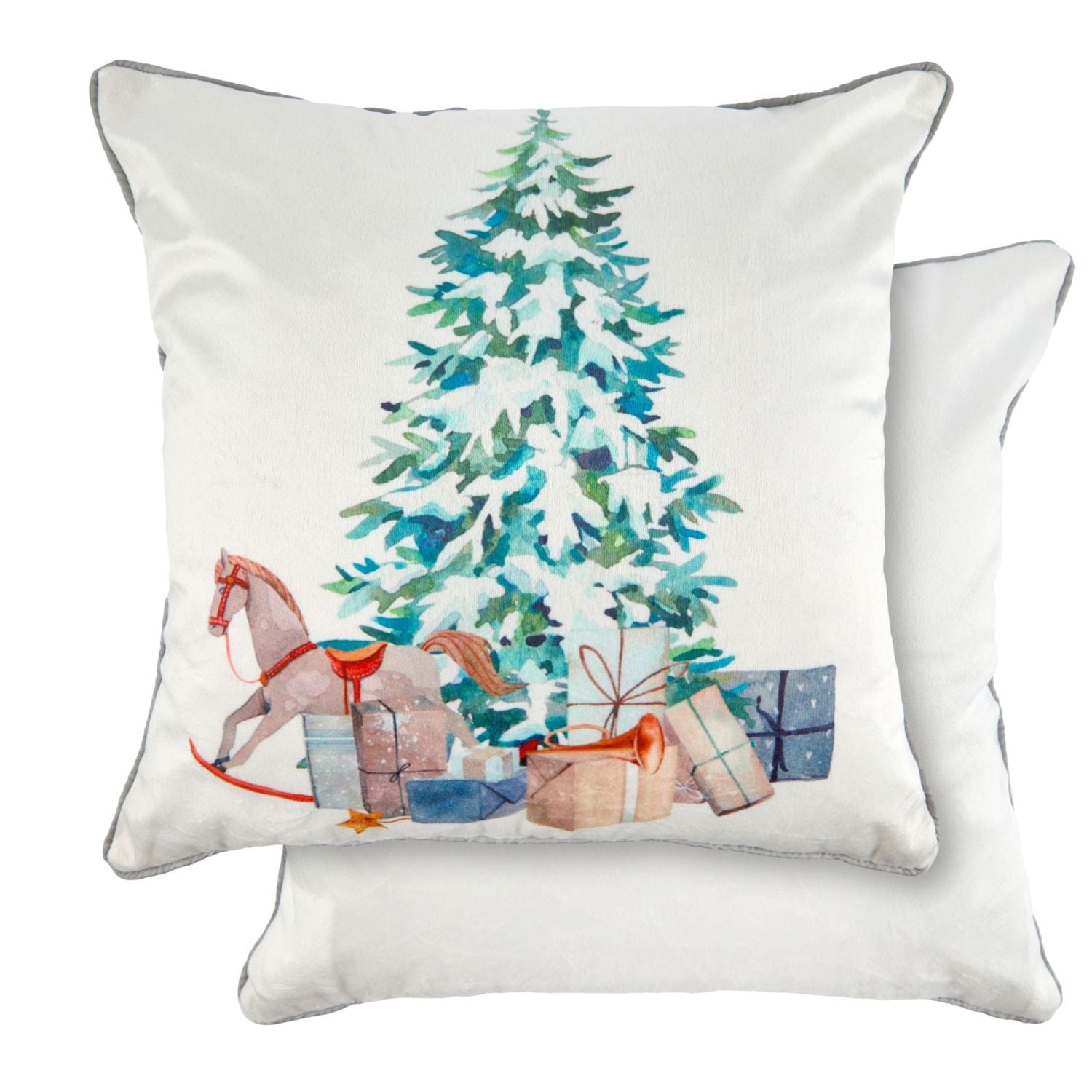 Christmas Present Print Velvet Soft Cushion Cover Pair Julian Charles