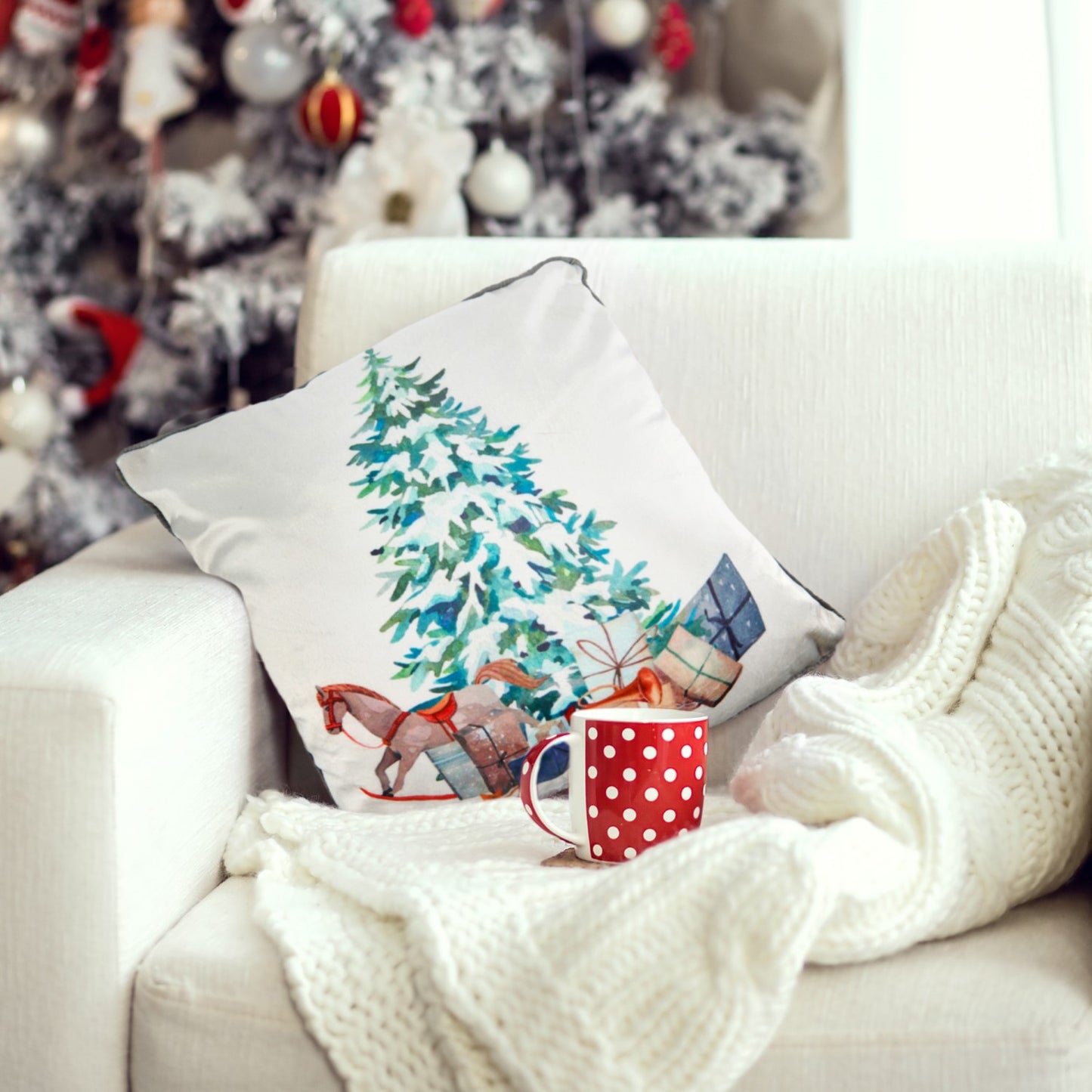 Christmas Present Print Velvet Soft Cushion Cover Pair