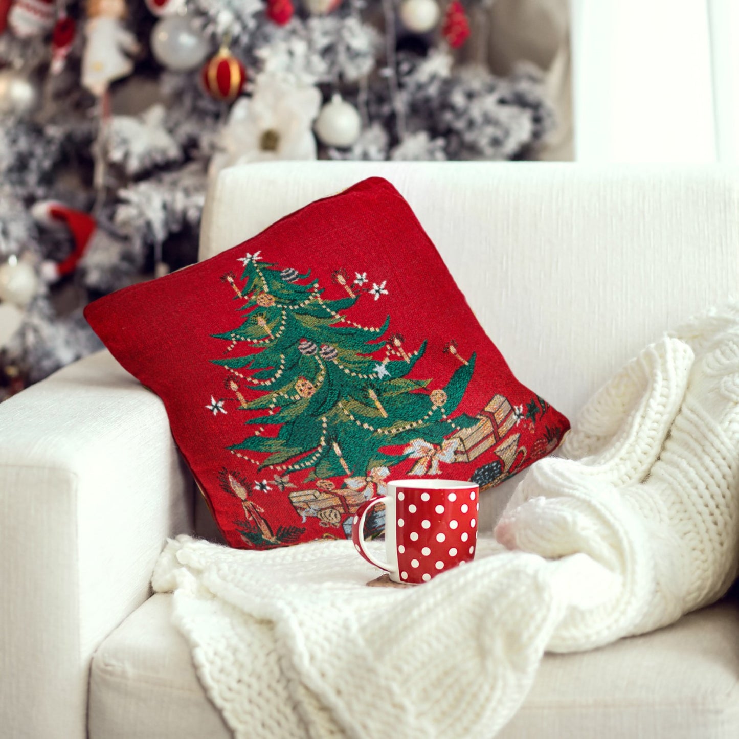 Christmas Tree Tapestry Cushion Cover Pair (43cm x 43cm)