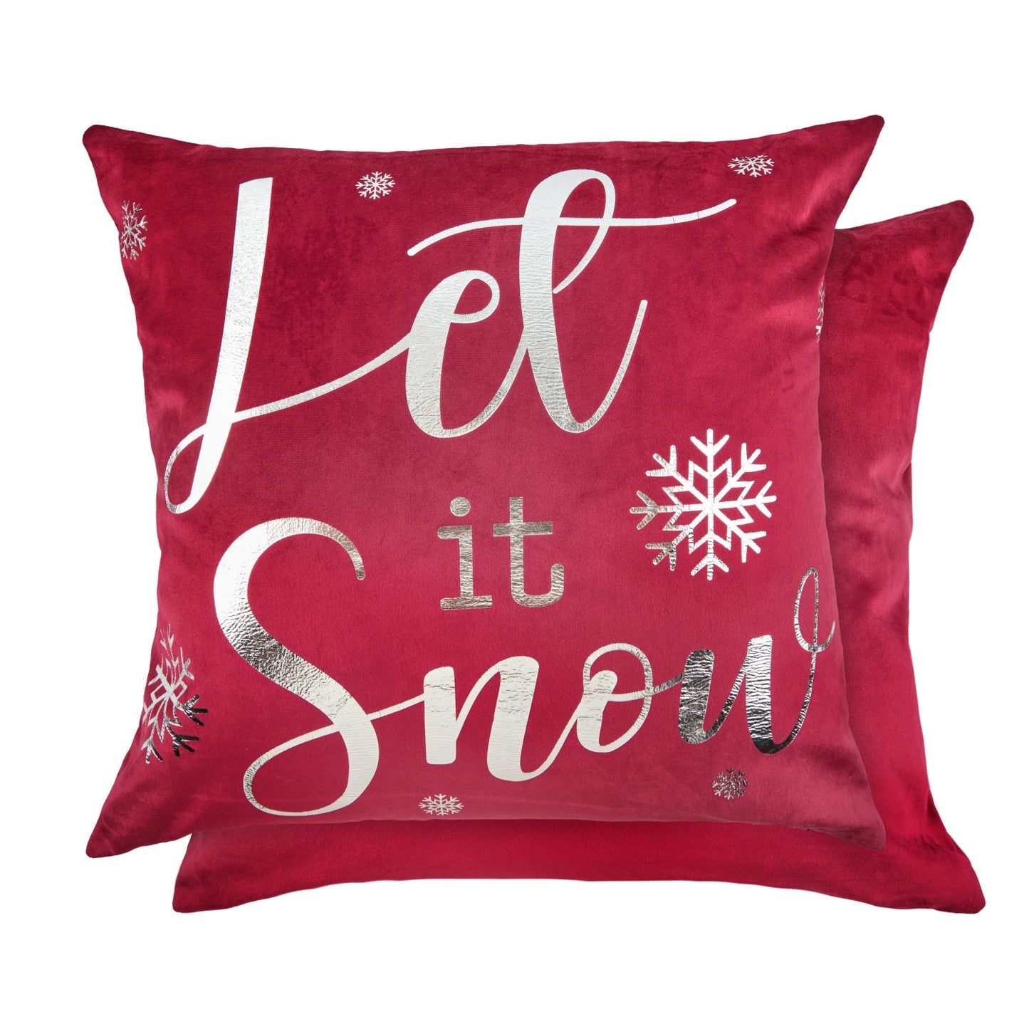 Let it Snow Red Velvet Cushion Cover (Pair)