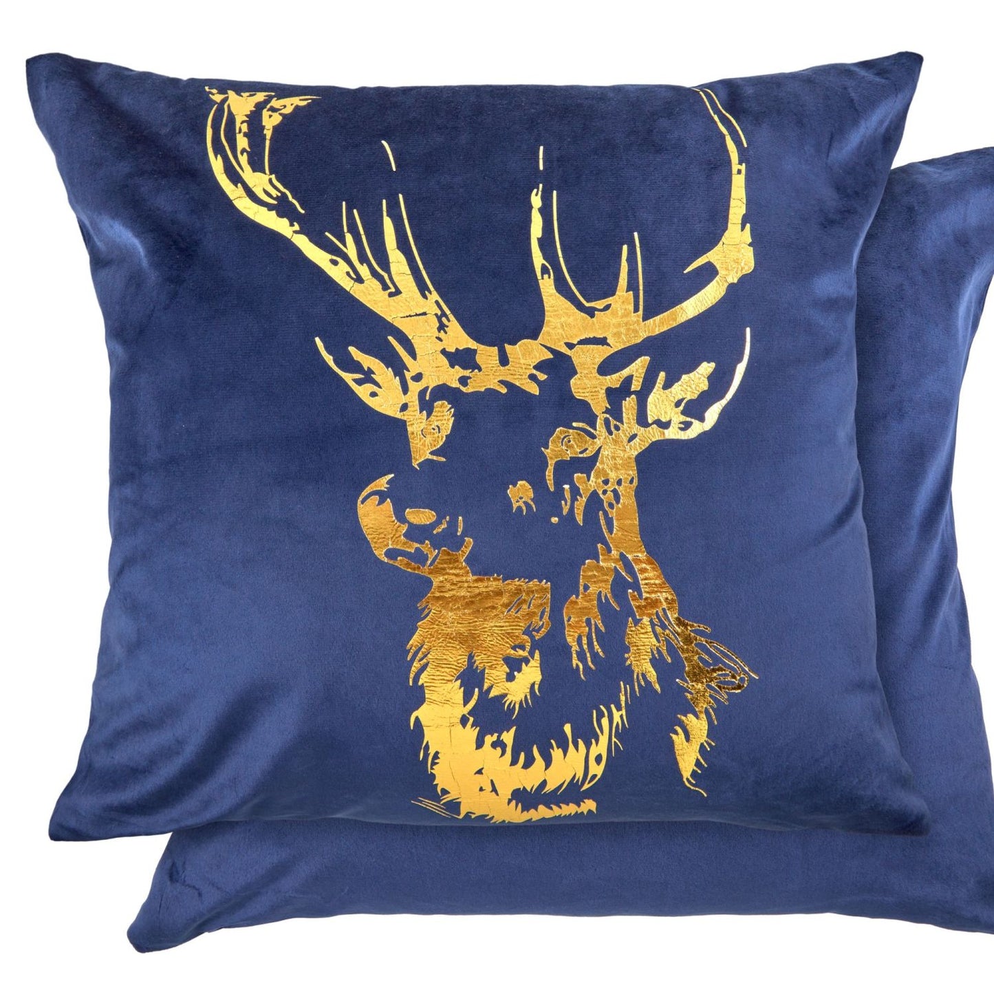 Velvet Stag Navy Blue Cushion Cover Pair