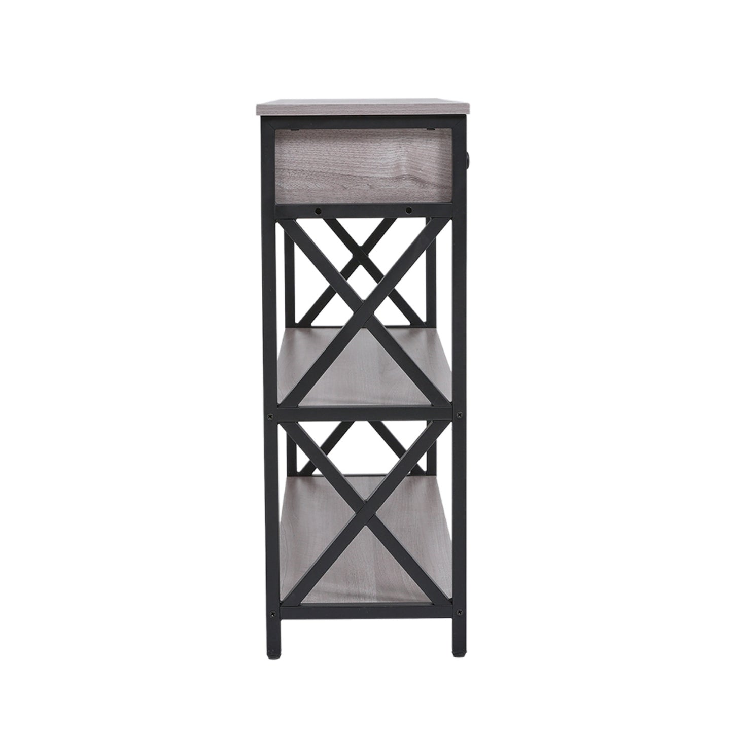 Rustic Grey Console Table with 2 Drawers & Shelves