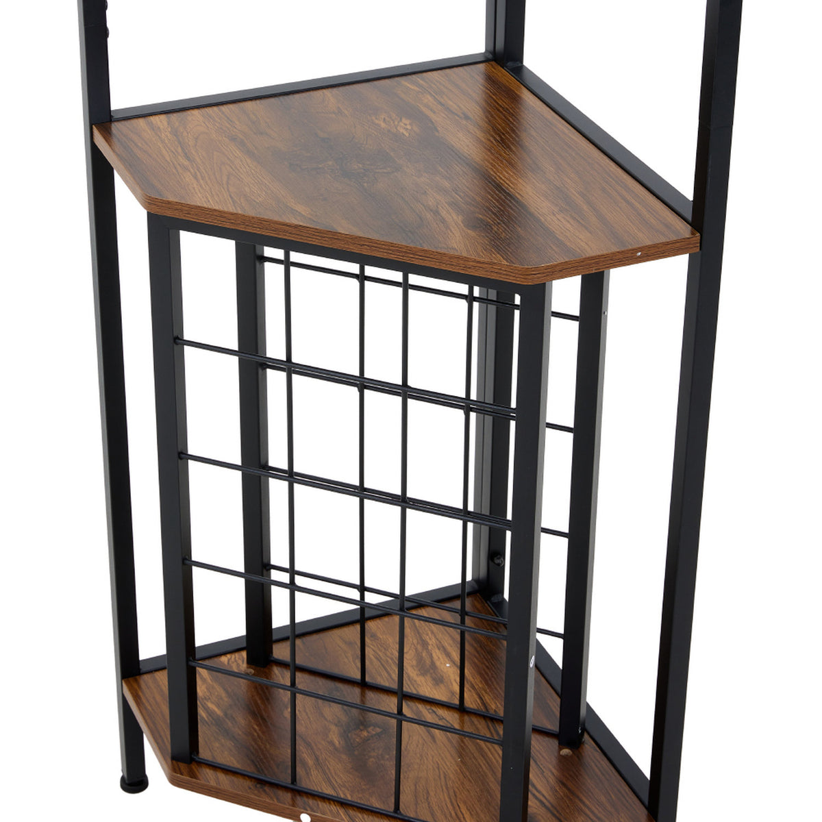 4 Shelf Black Vintage Wine Rack with Glass Holder