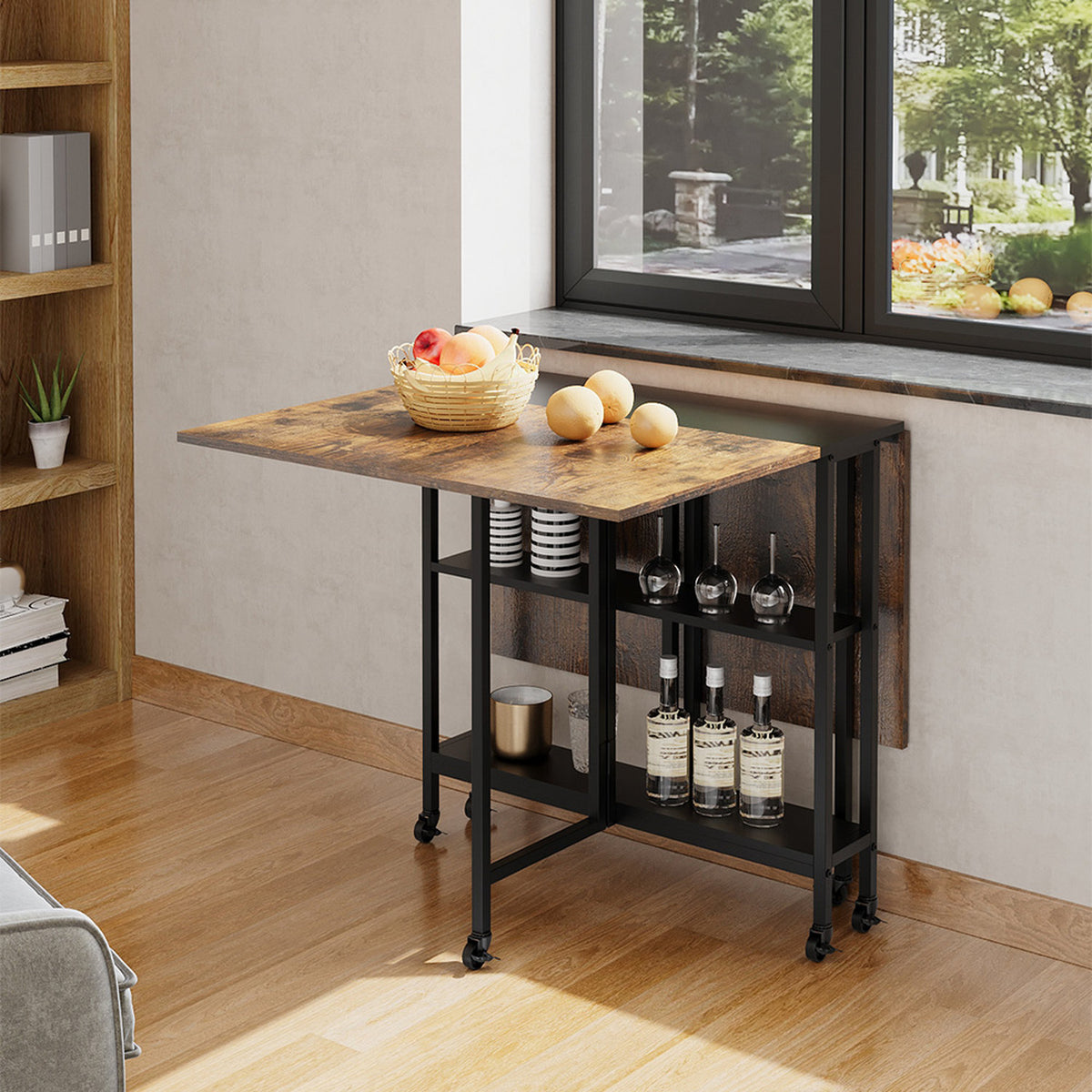 Folding Wood Black & Natural Dining Table