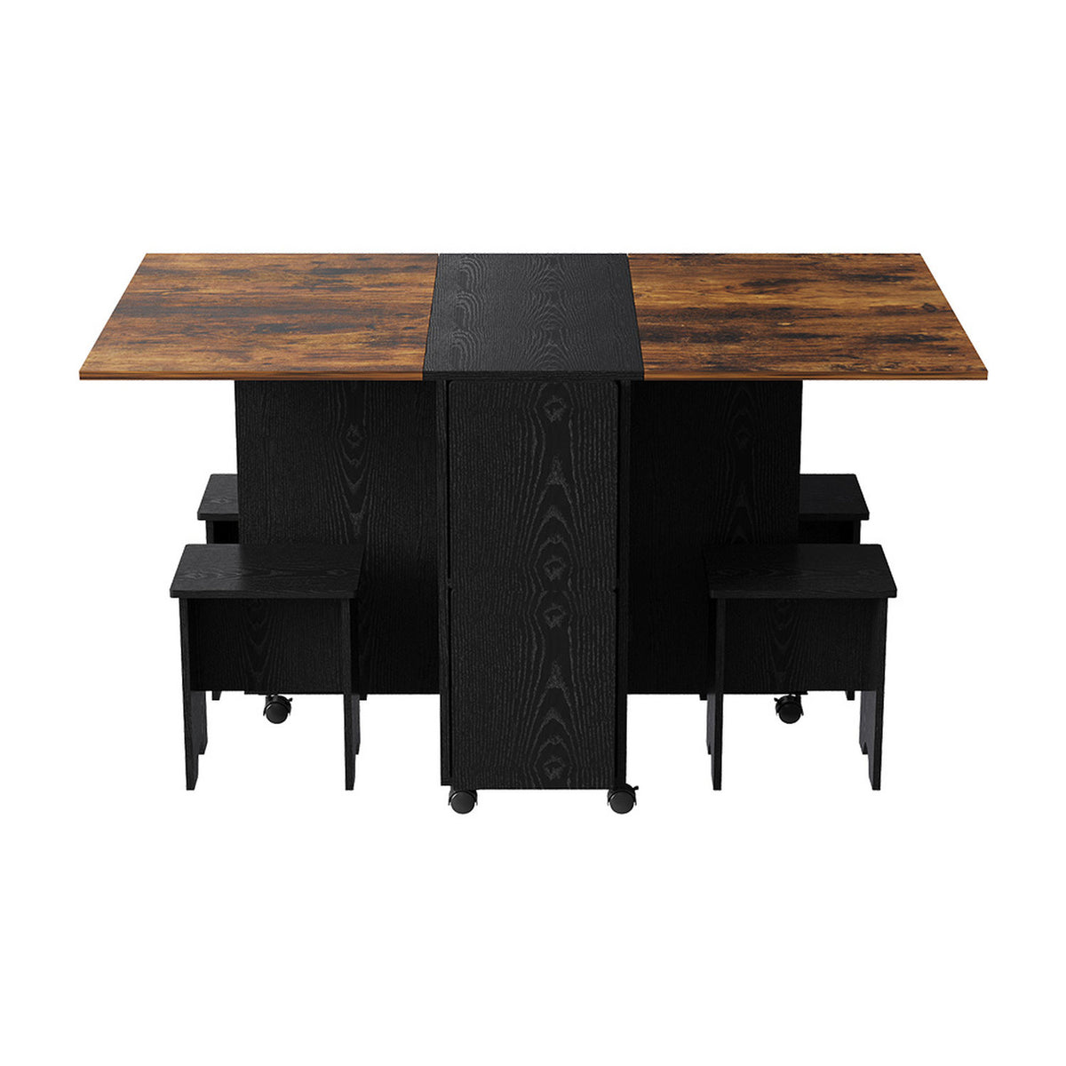 Black & Natural Wood Folding Dining Table Set