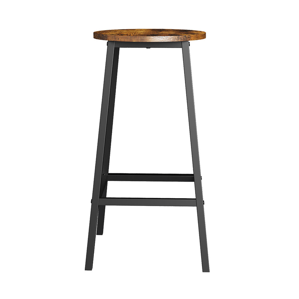 Set of 2 Brown Bar Stools with Metal Frame