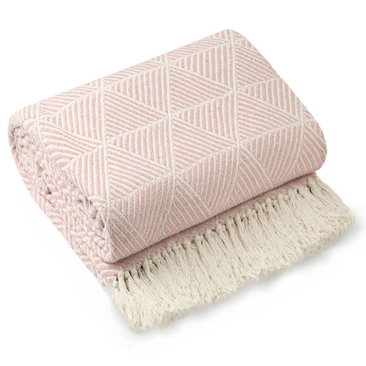 Zahra Pink Scandi Woven Recycled Cotton Throw