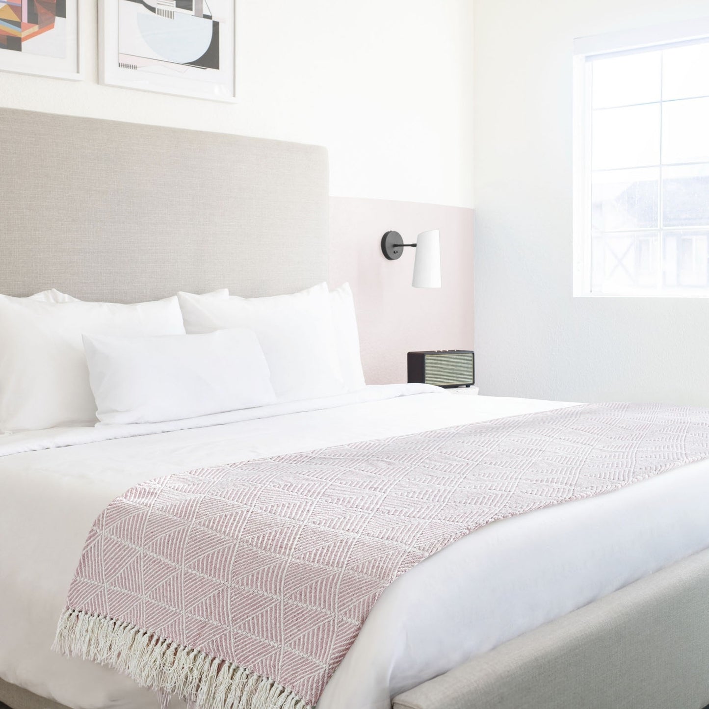 Zahra Pink Scandi Woven Recycled Cotton Throw