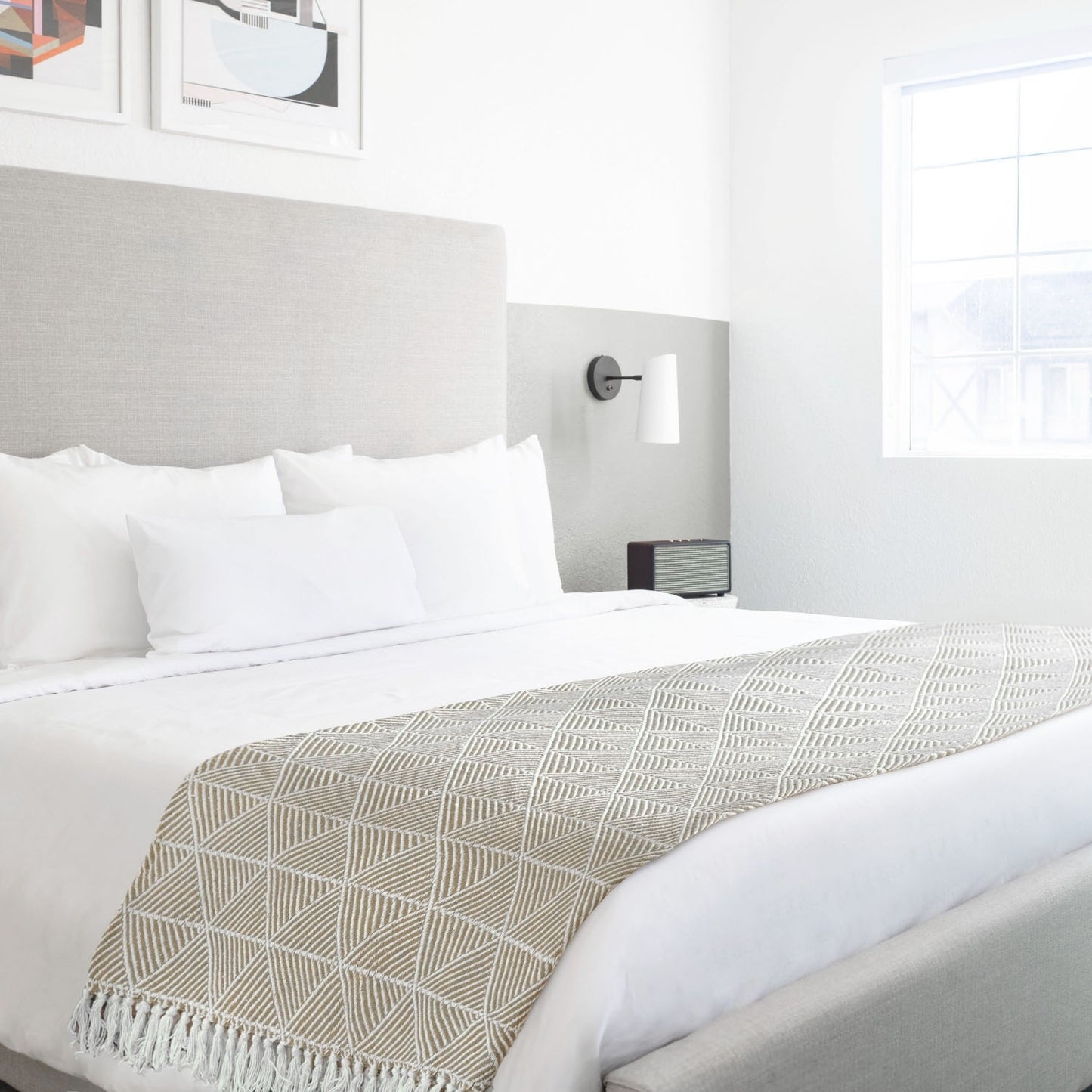 Zahra Natural Scandi Woven Recycled Cotton Throw