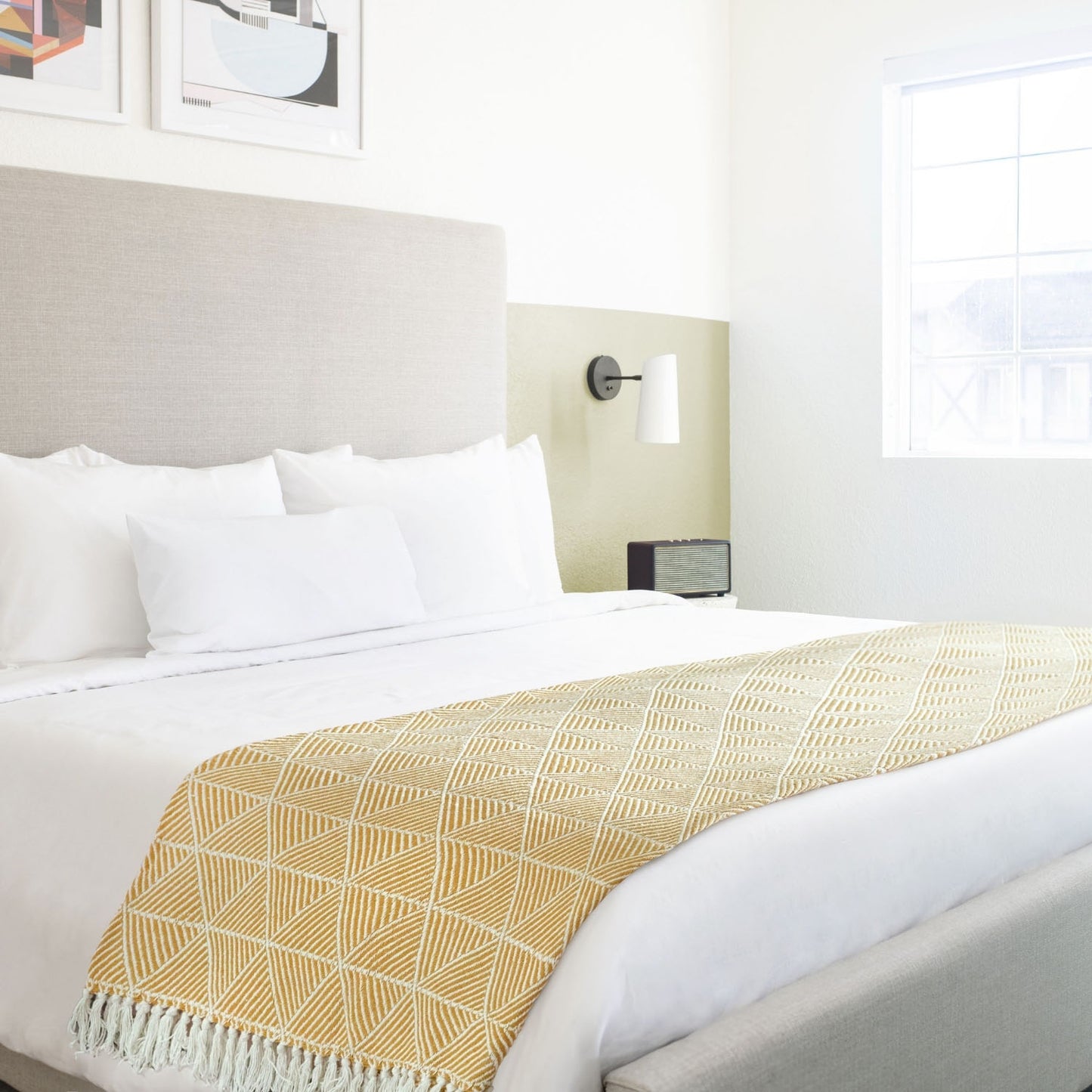 Zahra Ochre Scandi Woven Recycled Cotton Throw