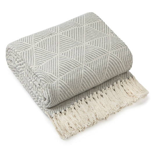 Zahra Silver Scandi Woven Recycled Cotton Throw