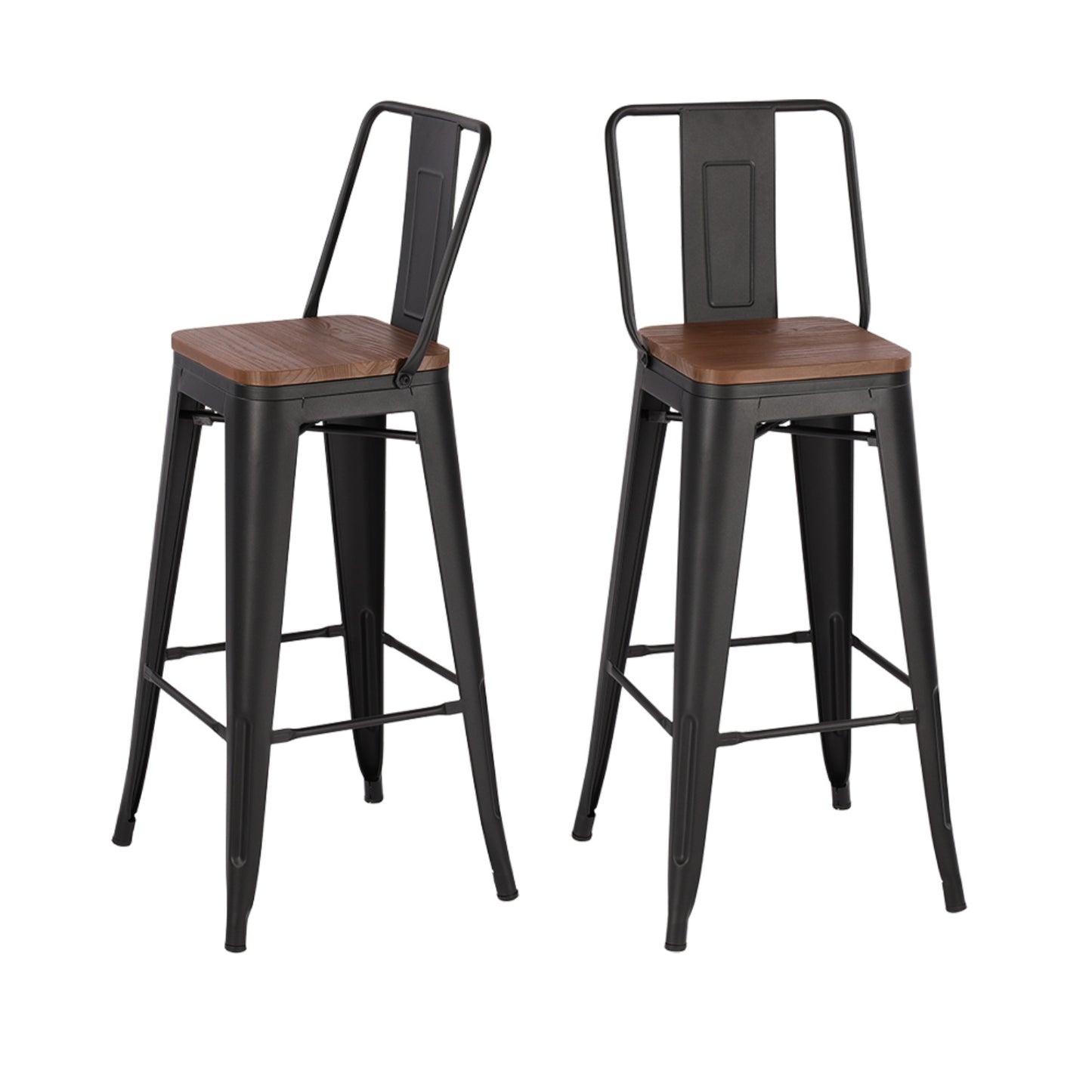 Industrial Style Metal Bar Stool Set of 2