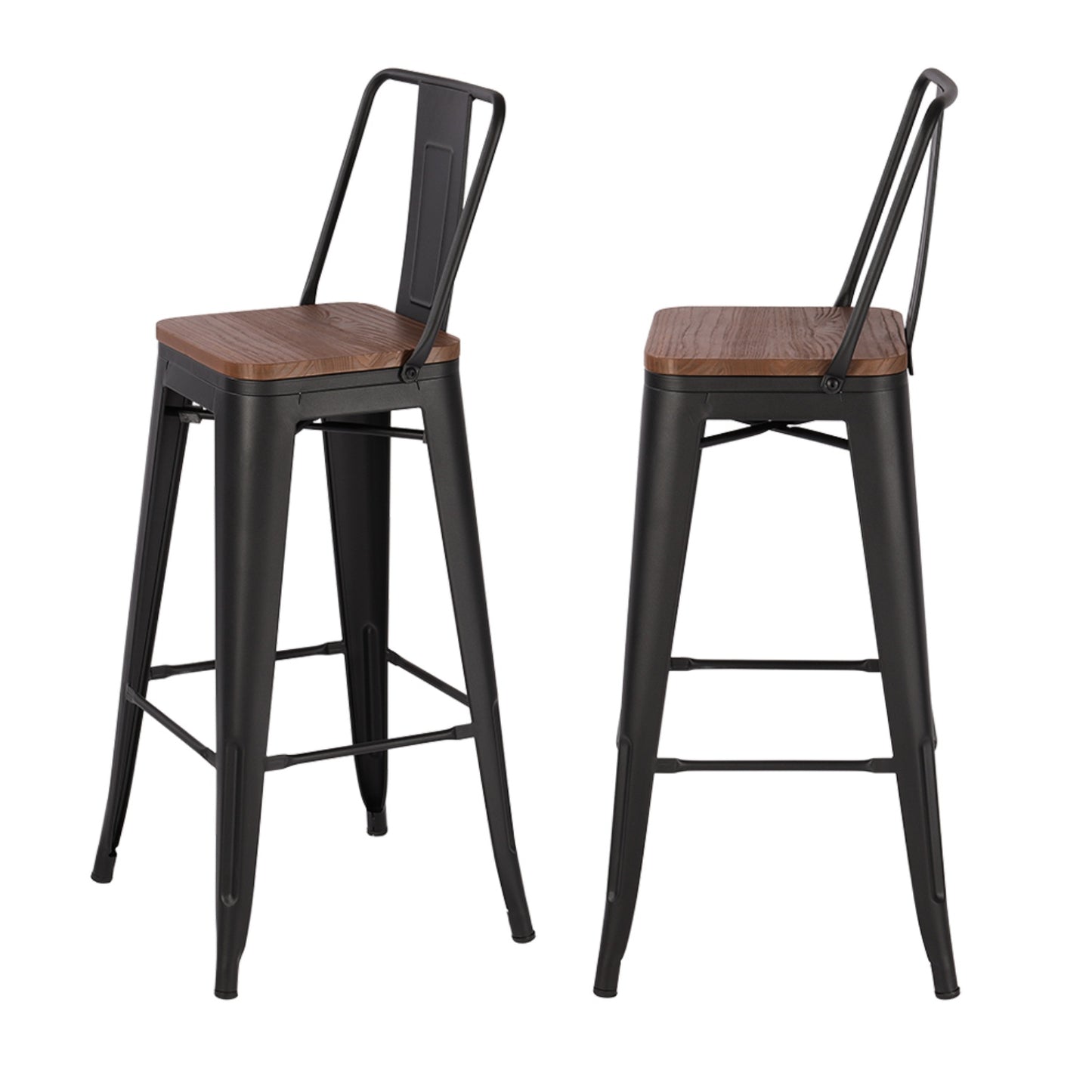 Industrial Style Metal Bar Stool Set of 2