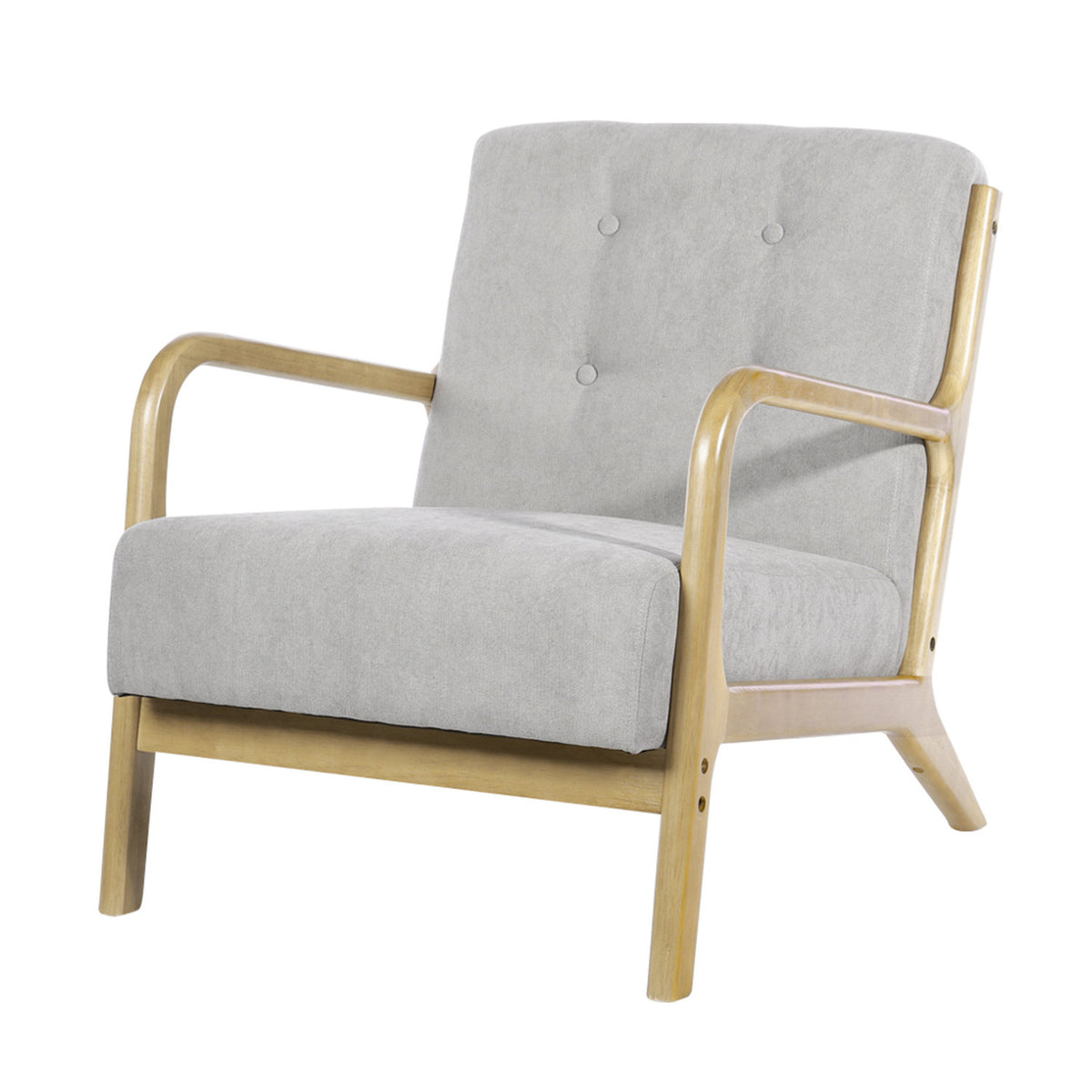 Upholstered Tufted Light Grey Armchair