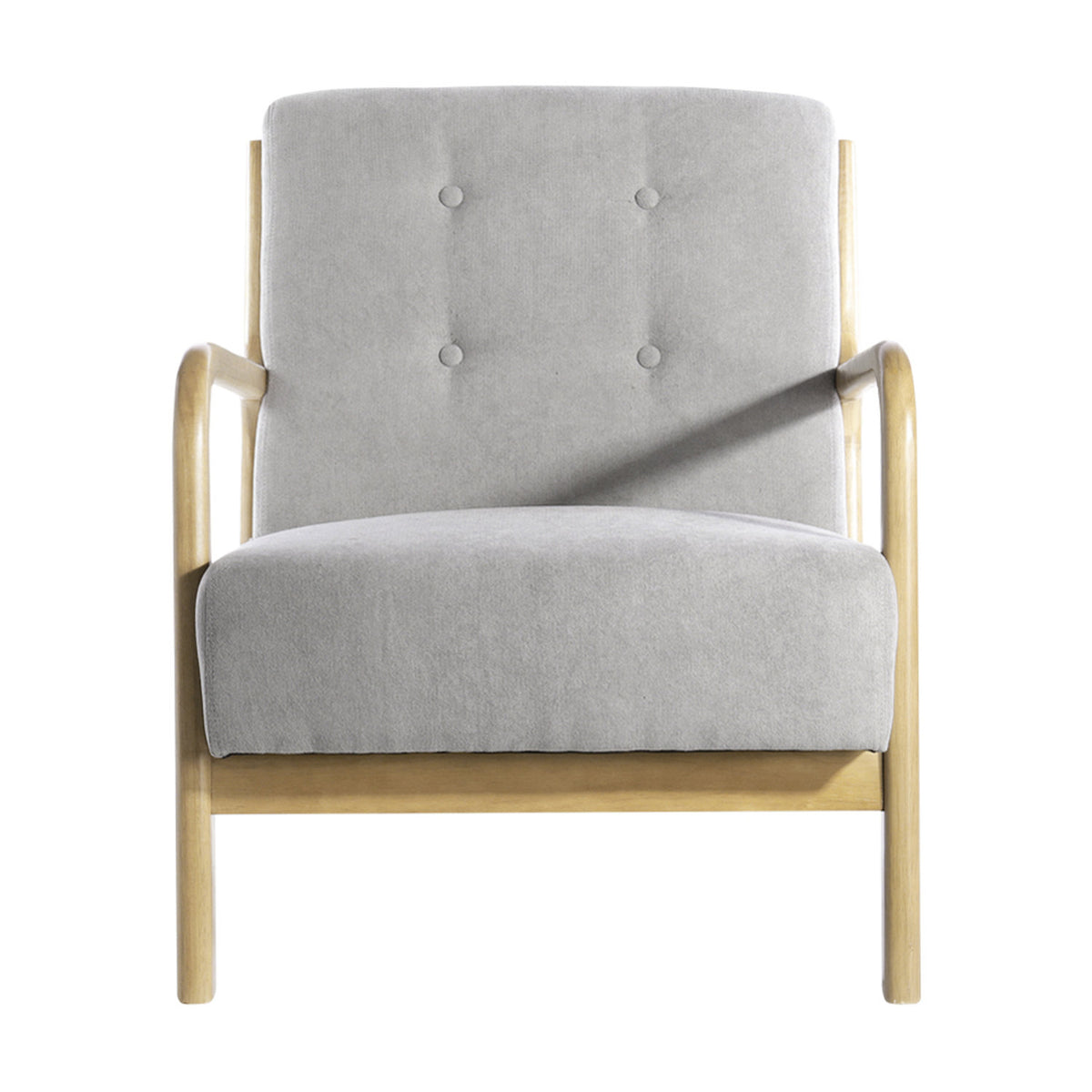 Upholstered Tufted Light Grey Armchair