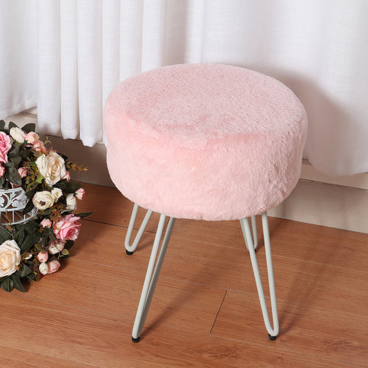 Vanity Stool Plush Pink