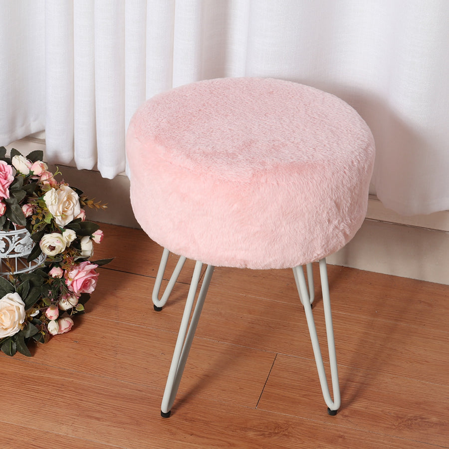 Vanity Stool Plush Pink