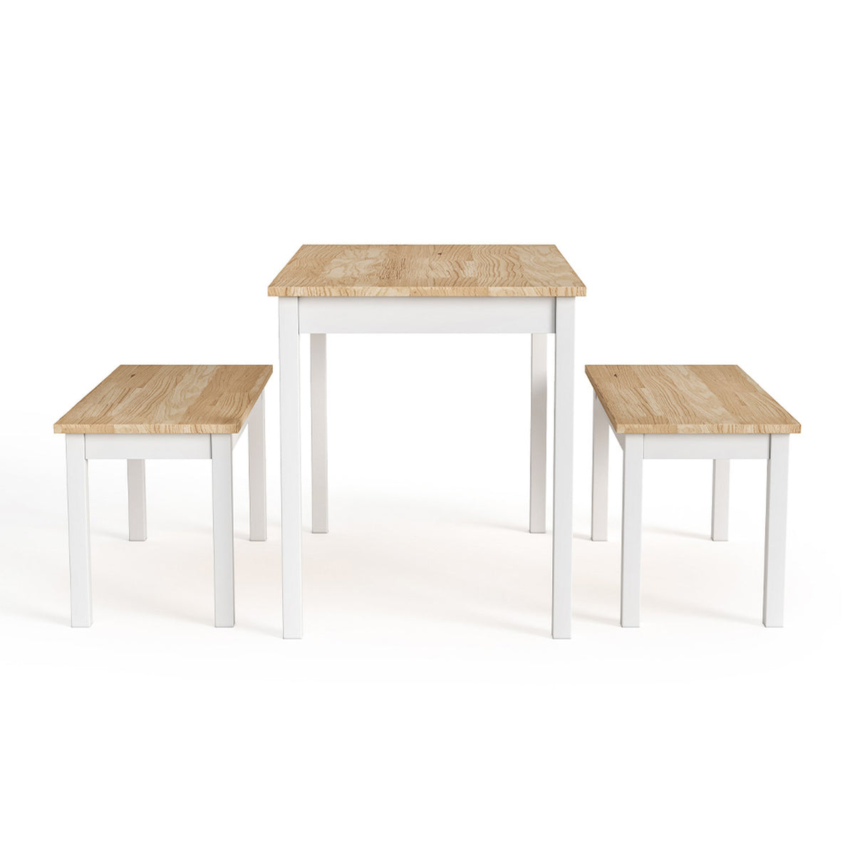 Wooden Dining Table and Bench White 4 Seater