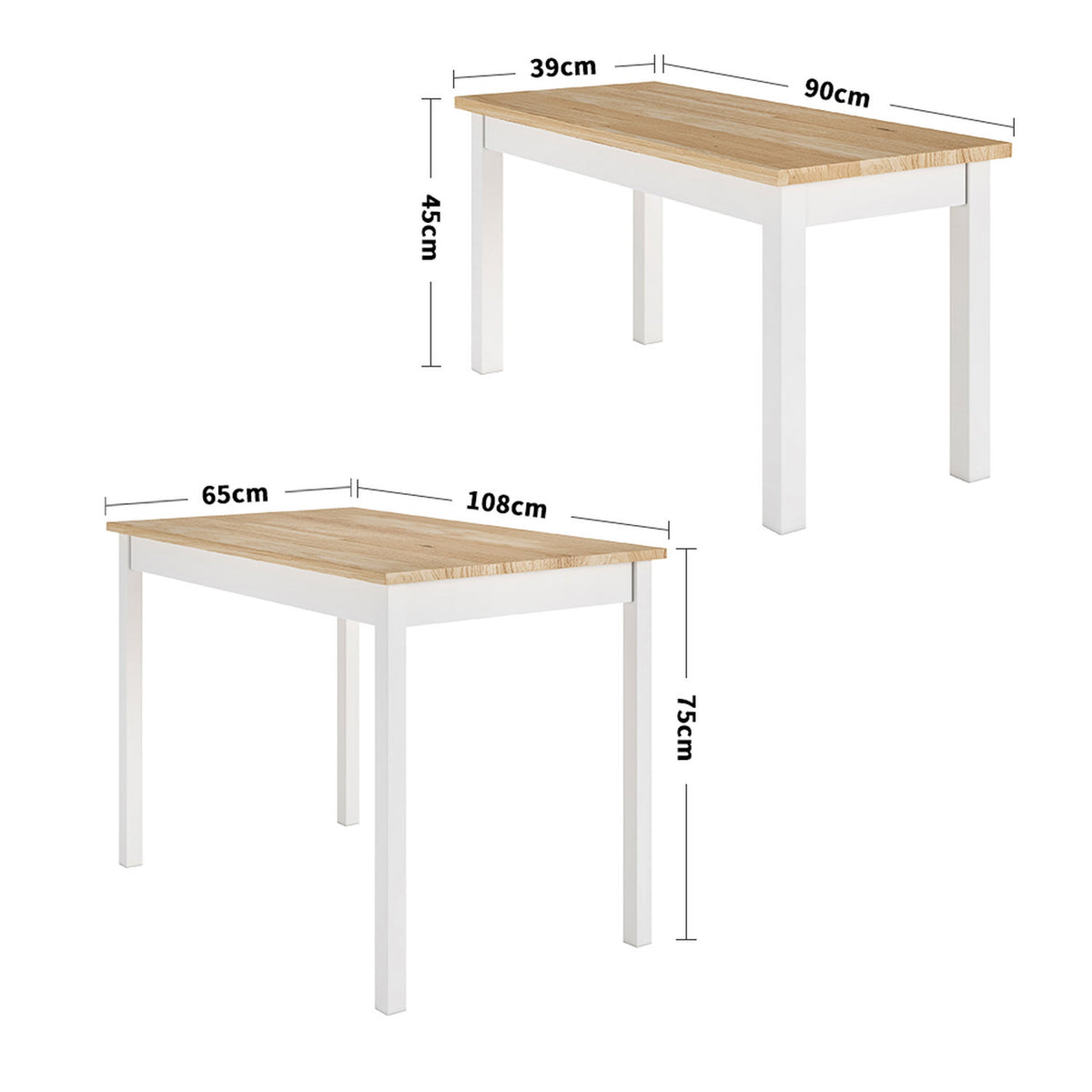 Wooden Dining Table and Bench White 4 Seater