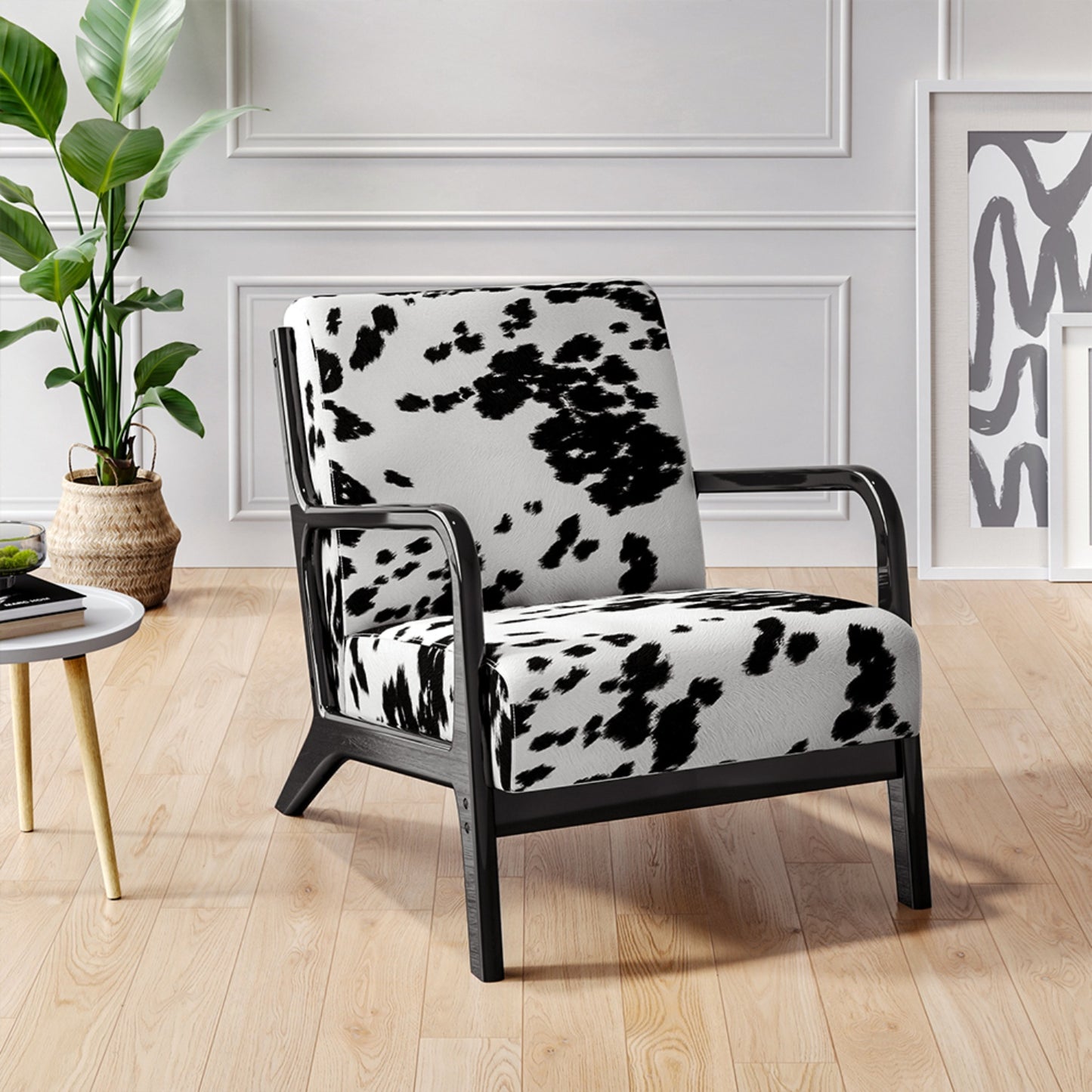 Black & White Dalmatian Spotted Velvet Armchair