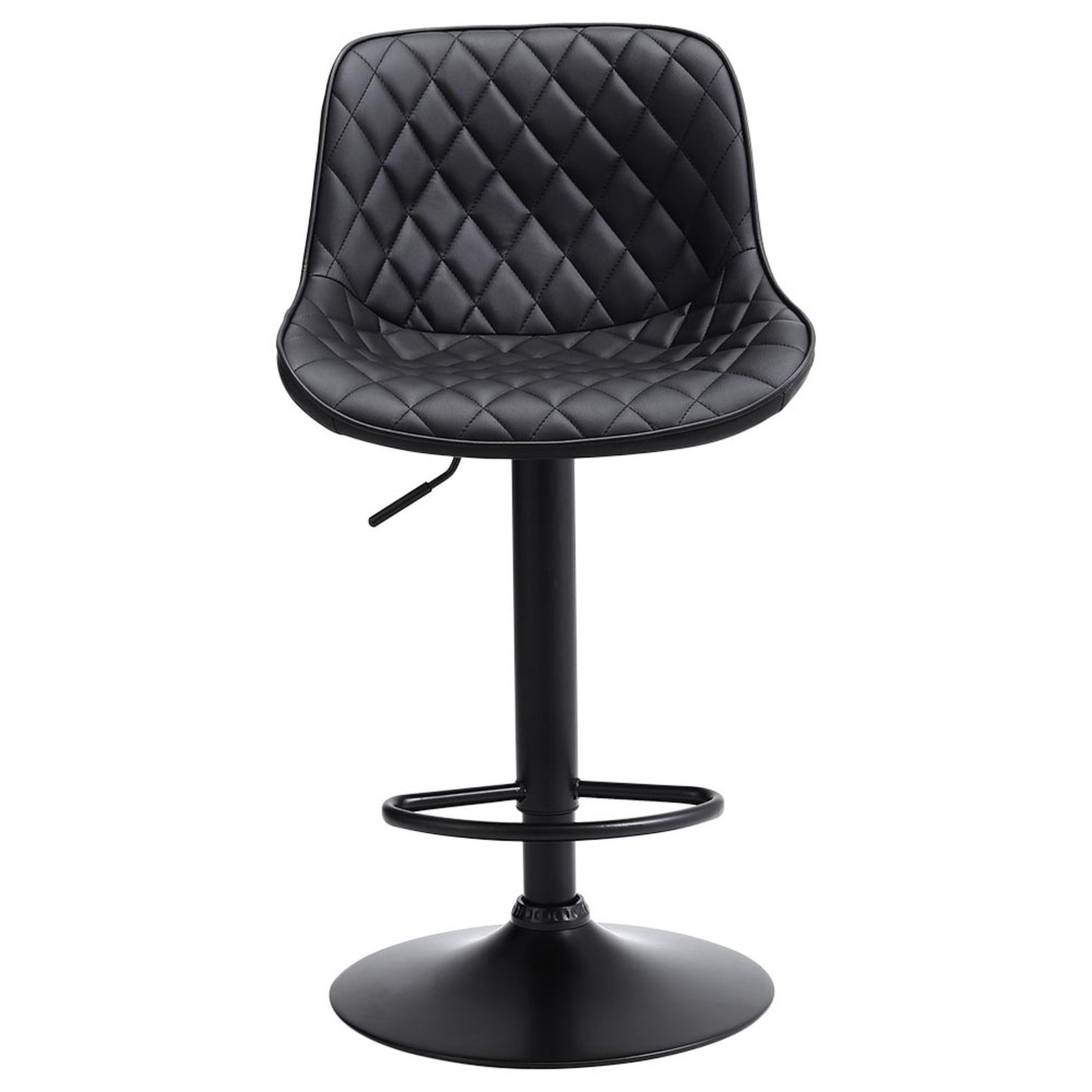 Black PU Adjustable Swivel Bar Stools Set of 2