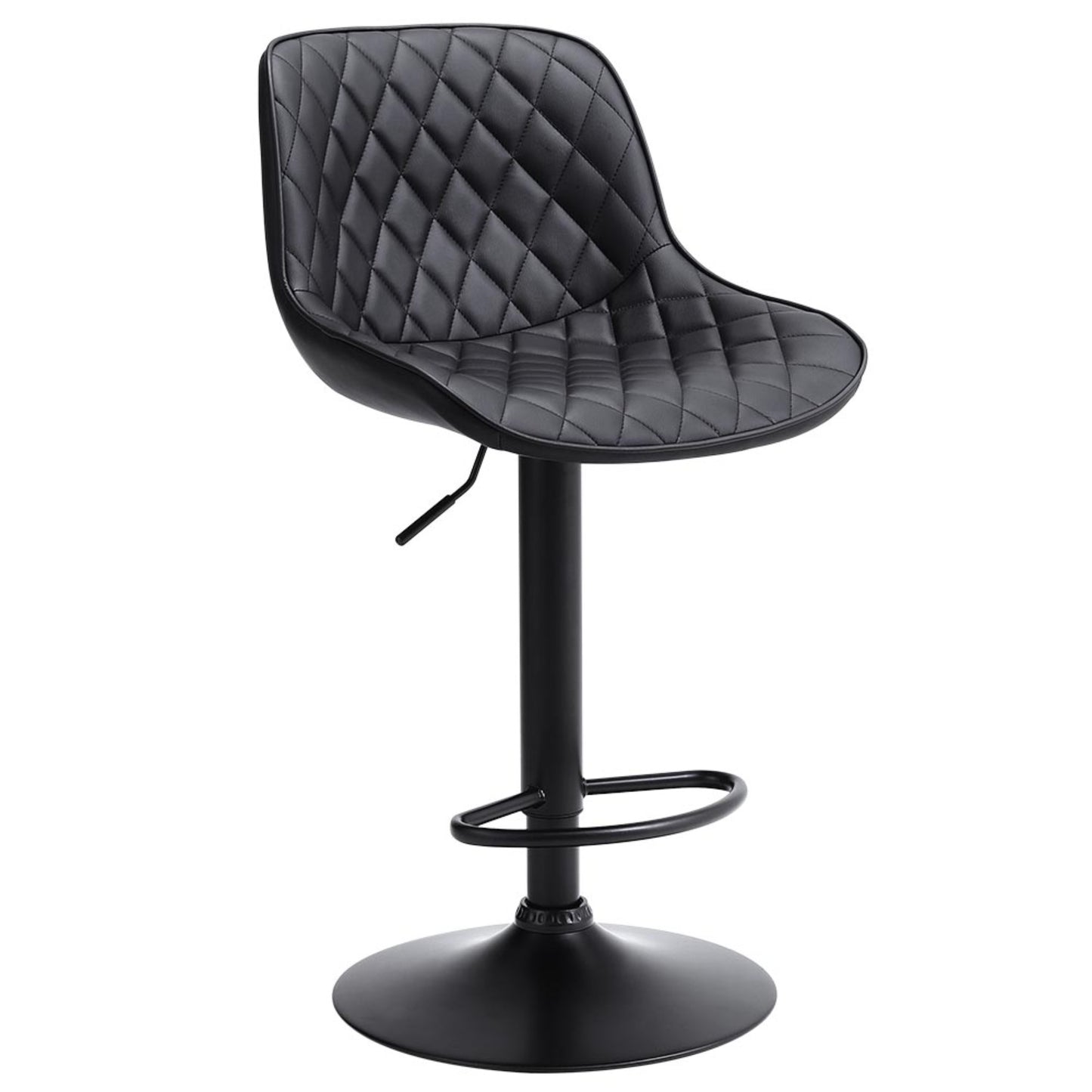 Black PU Adjustable Swivel Bar Stools Set of 2