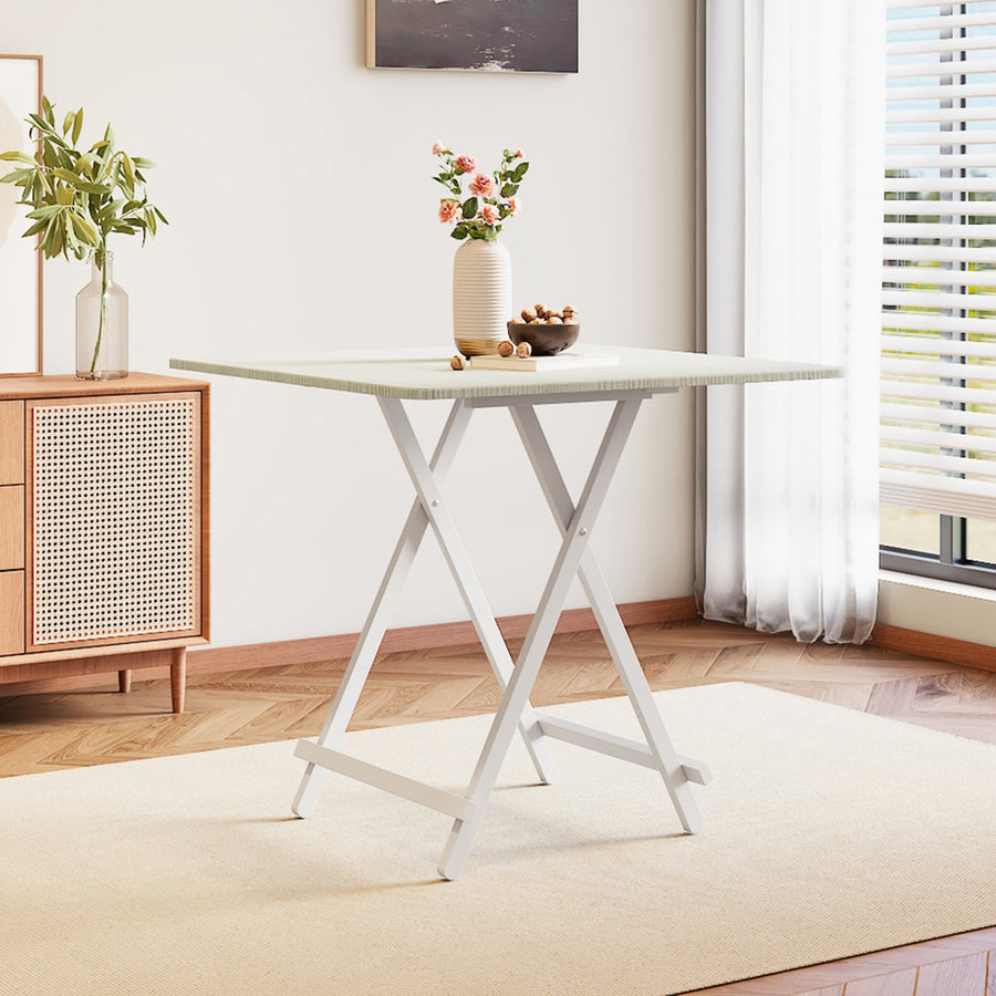 Foldable 2 Seater White Wooden Dining Table