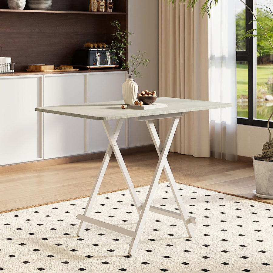 4 Seater White Foldable Wooden Dining Table