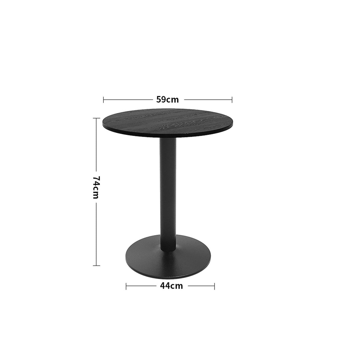 Black Round Cafe Table with Metal Base