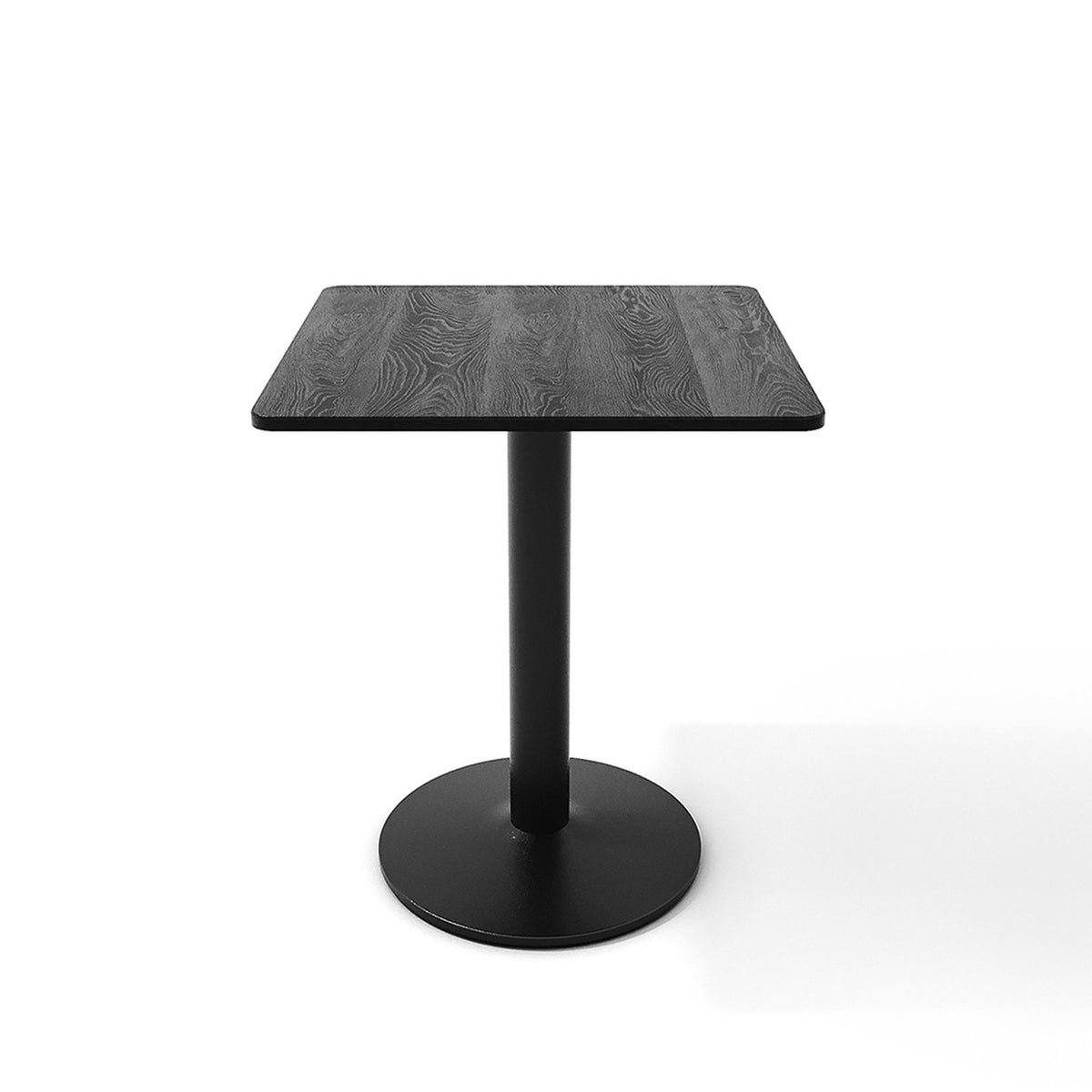 Black Square Cafe Table with Metal Base