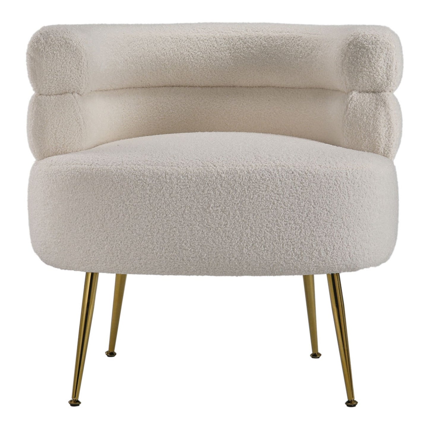 Cream Teddy Fur Upholstered Barrel Accent Chair