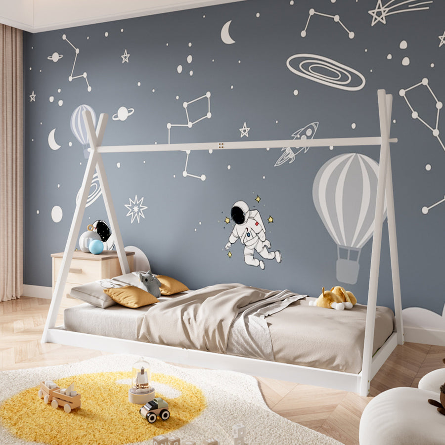 White Pine Wood Montessori Kids Floor Bed